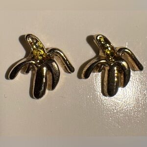 New Mini Banana Stud Earrings with rhinestone detail